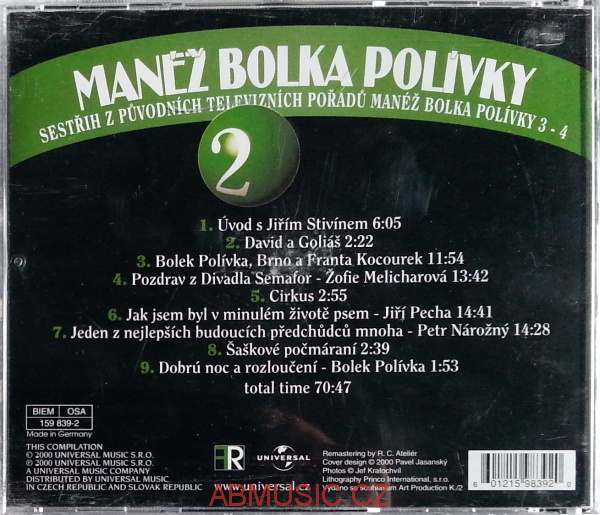 BOLEK POLÍVKA - MANÉŽ BOLKA POLÍVKY 2 , CD