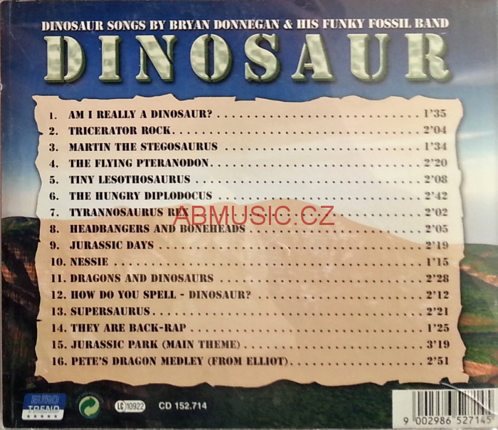 BRYAN DONNEGAN & HIS FUNKY FOSSIL BAND - DINOSAUR - DINOSAUR SONGS BY BRYAN D.