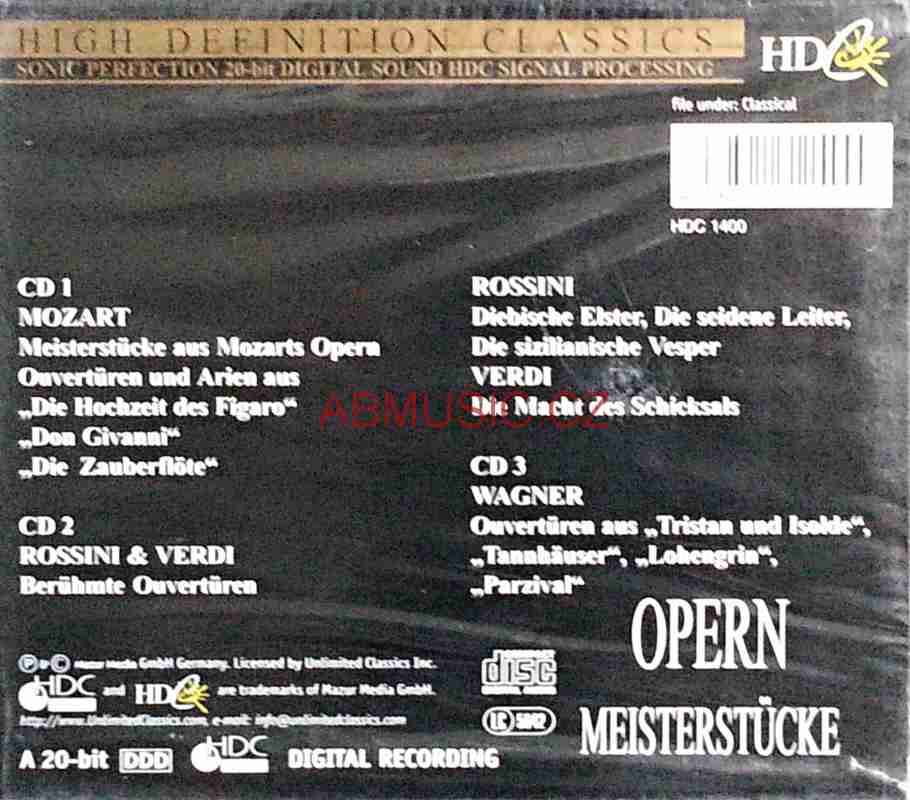 Opern Meisterstücke - Mozart , Verdi , Wágner , Rossini 3 CD Box 