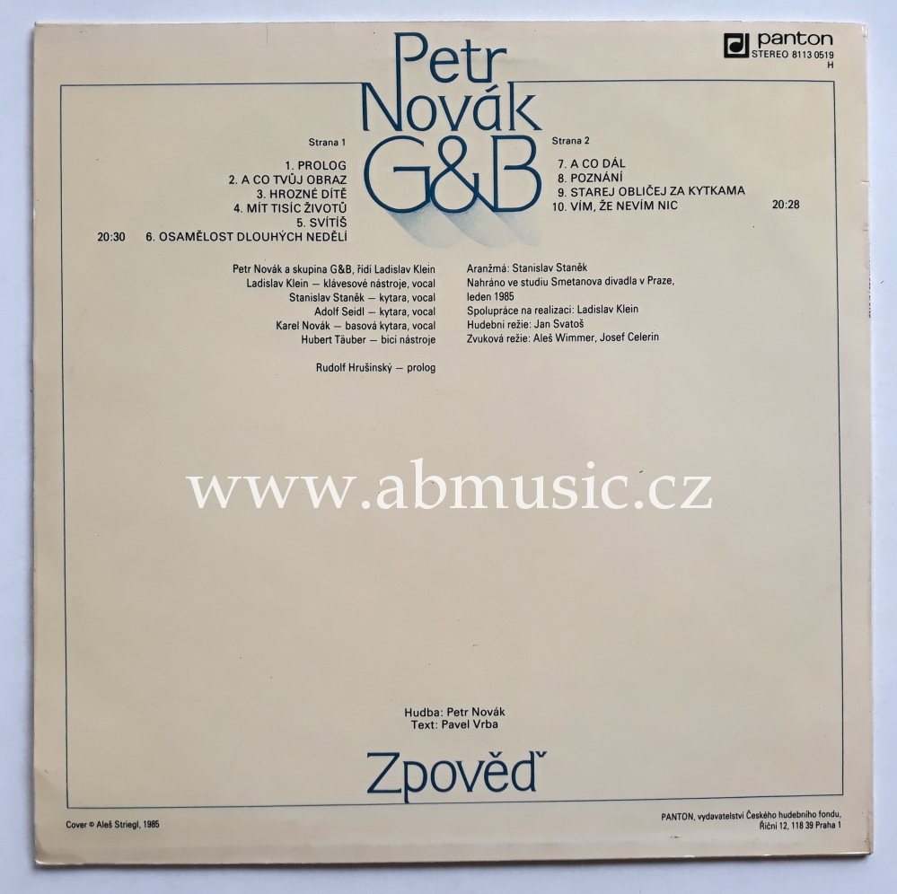 LP PETR NOVÁK G & B - Zpověď LP deska / Vinyl