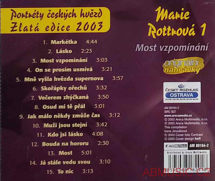 MARIE ROTTROVÁ 1 - Most vzpomínání - Portréty českých hvězd , CD