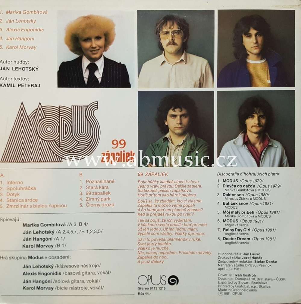 LP Marika Gombitová MODUS - 99 zápaliek