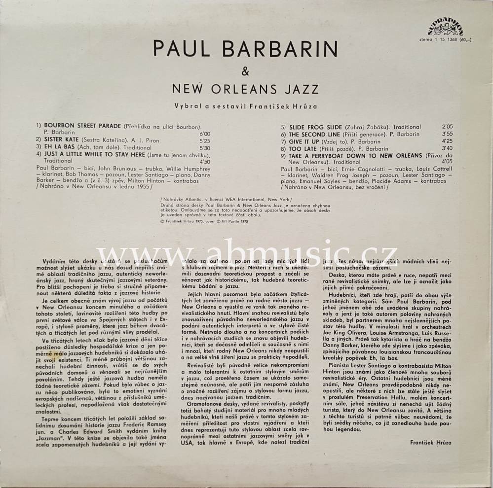 LP Paul Barbarin & New Orleans Jazz