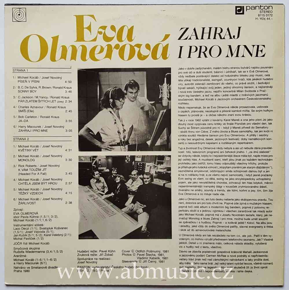 LP Eva Olmerová JOČR Michael Kocáb - Zahraj i pro mne , LP deska / Vinyl