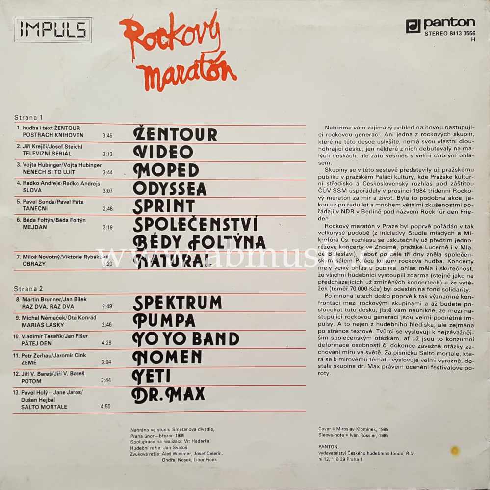 LP Rockový maraton 1 - Žentour , Yo Yo Band a další