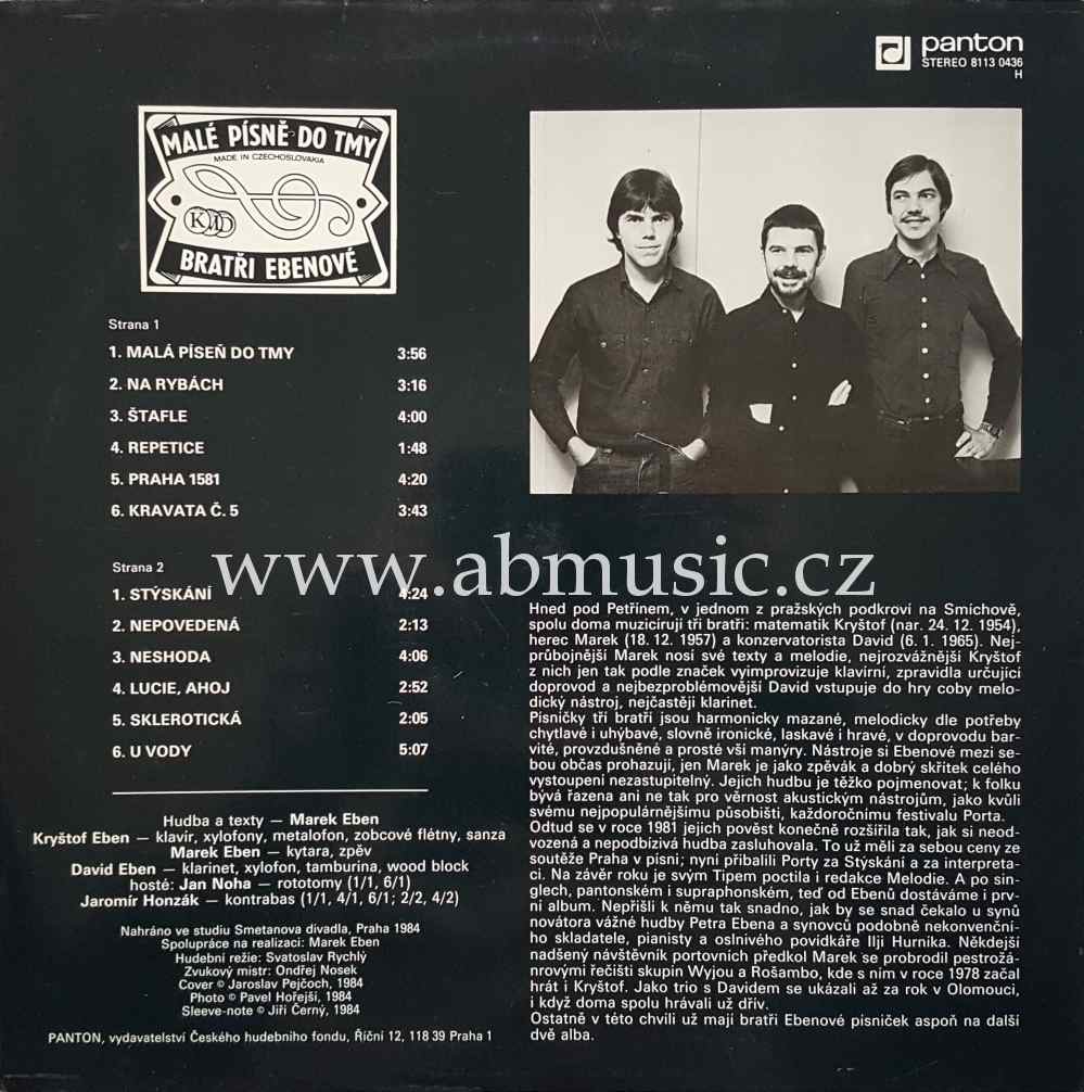 LP Bratři Ebenové - Malé písně do tmy