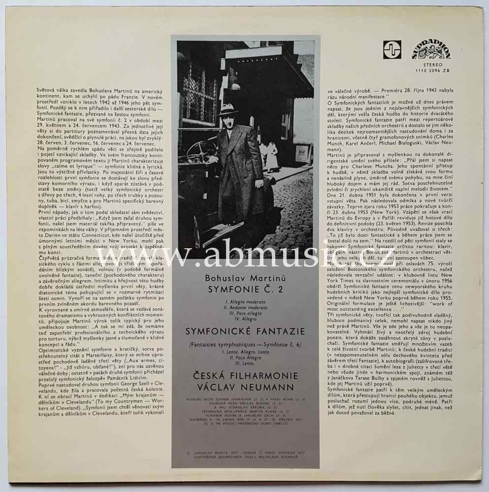 LP Bohuslav Martinů - Symfonie č. 2 a Symfonické fantazie - Václav Neumann