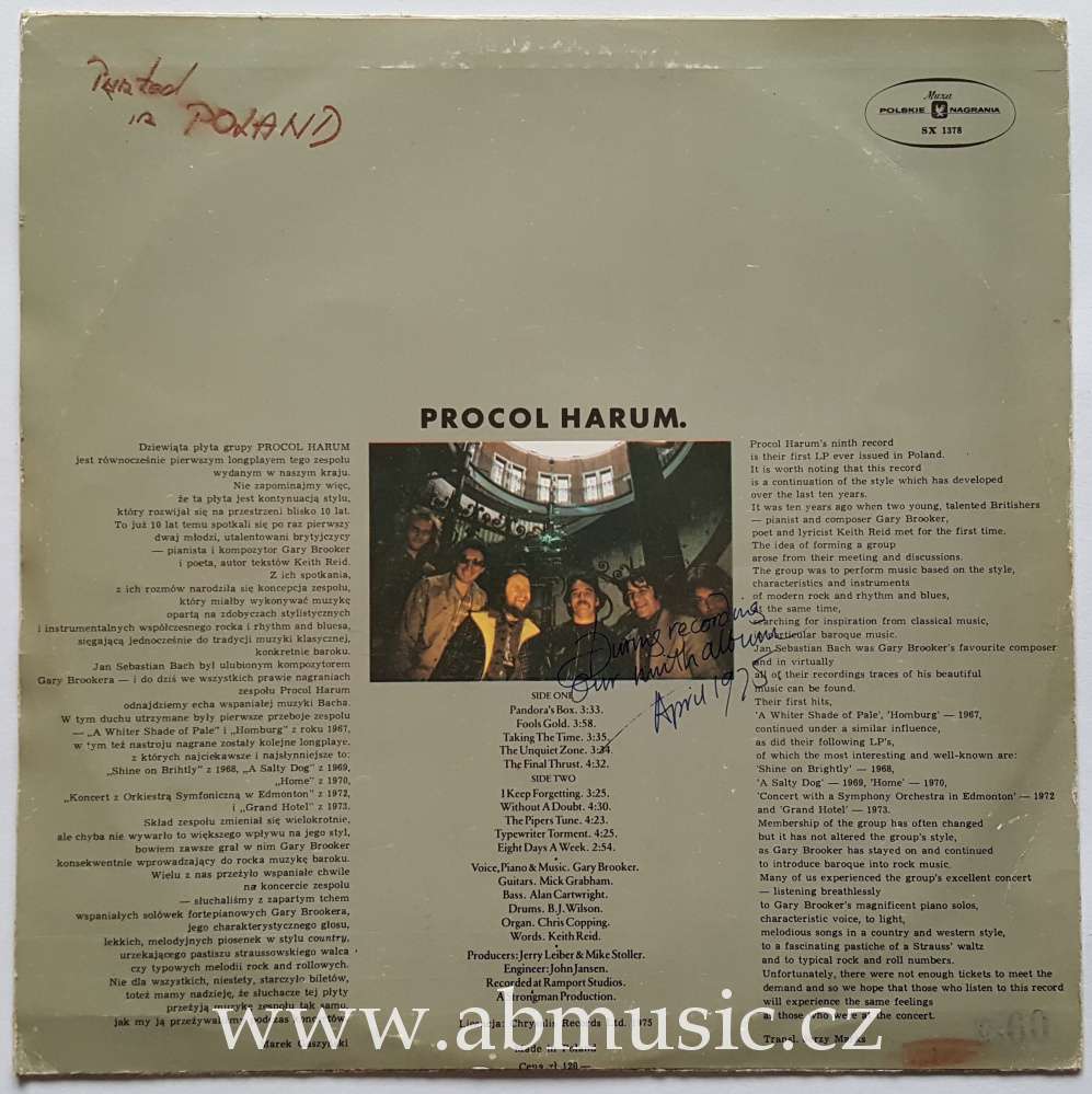 LP Procol Harum - Procol's Ninth