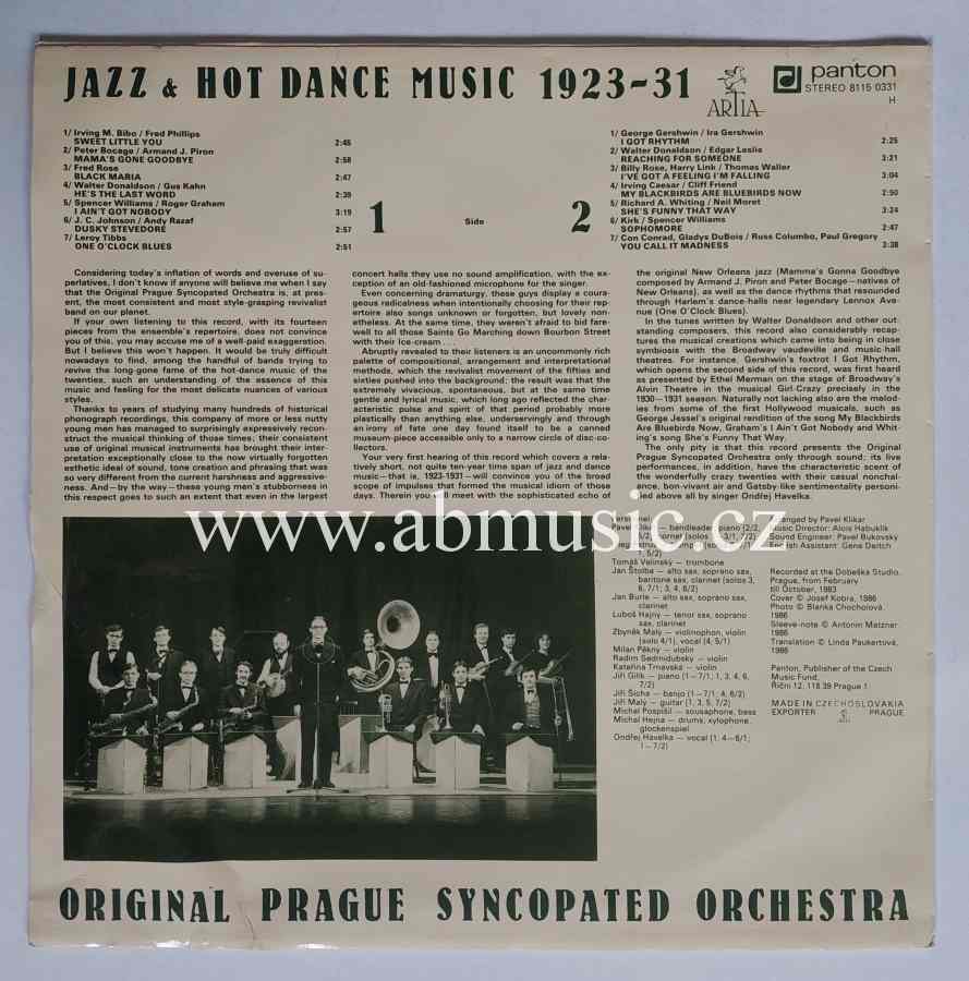 LP OPSO Originální pražský synkopický orchestr - Jazz & Hot dance music 1923-31 - Ondřej Havelka