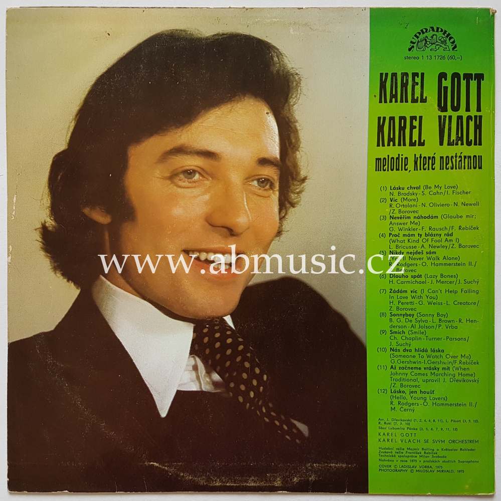 LP Karel Gott - Melodie, které nestárnou - Karel Gott, Karel Vlach Originál 1975