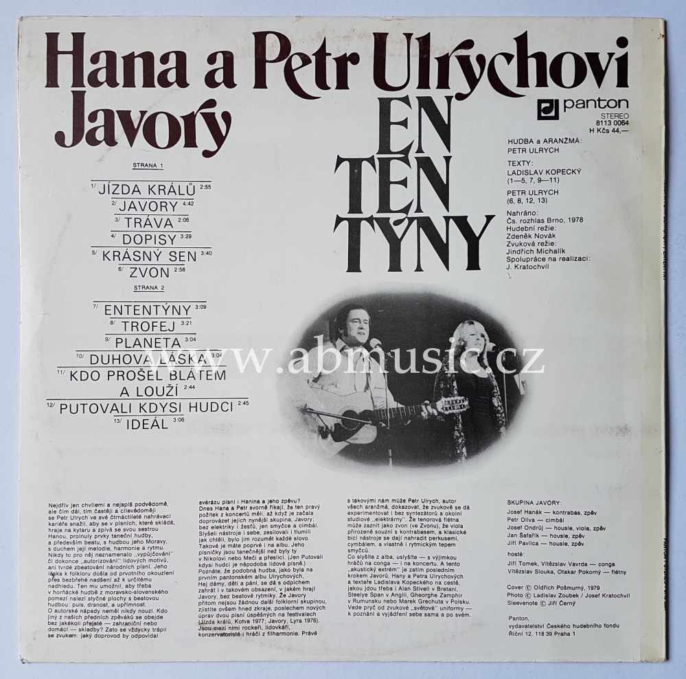 LP Hana a Petr Ulrychovi JAVORY - ENTENTÝNY