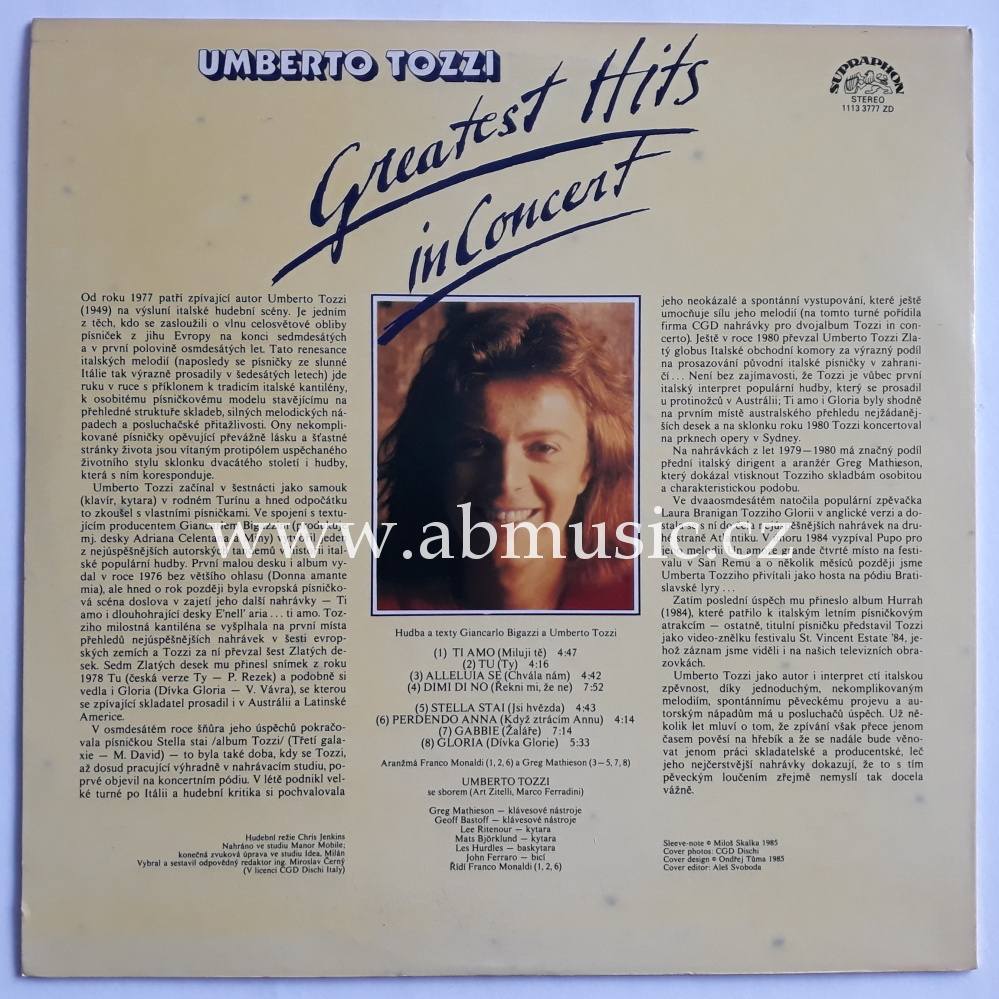LP Umberto Tozzi - Greatest Hits in Concert