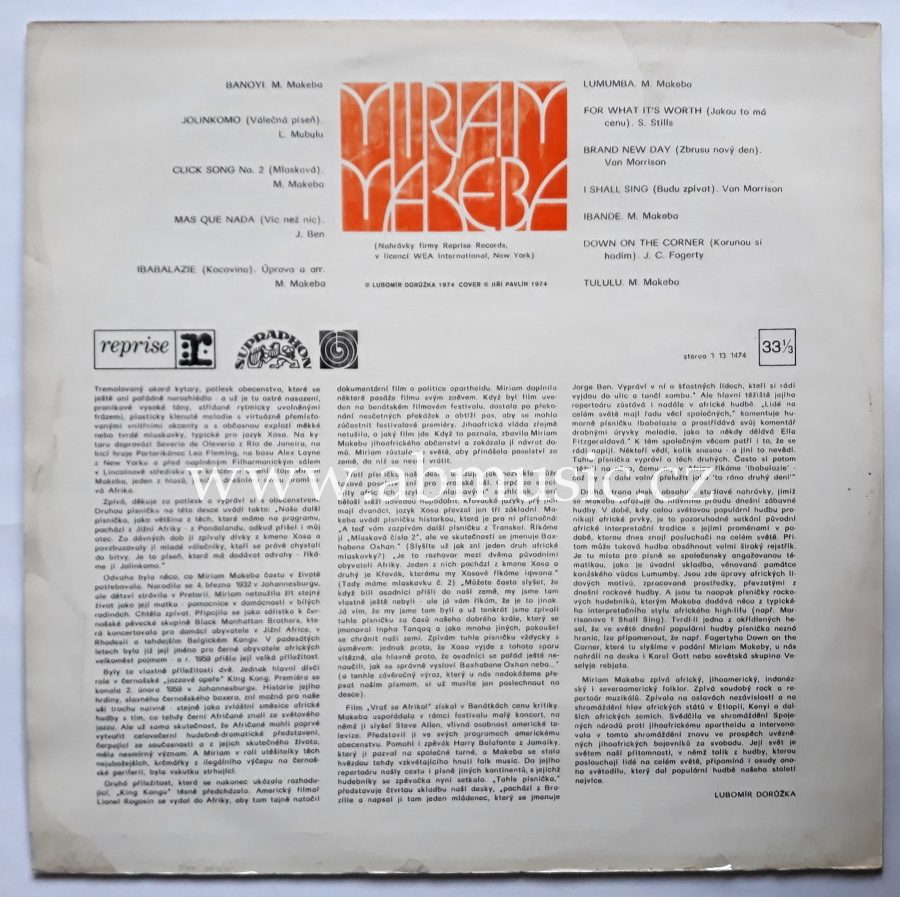 LP Miriam Makeba Supraphon