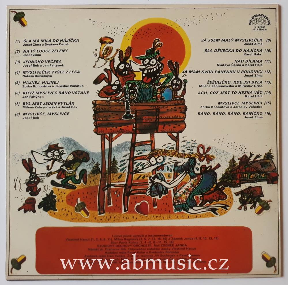 LP Myslivecké písničky - Zpívá Josef Zíma , Josef Bek , Jan Faltýnek , Karel Hála a další