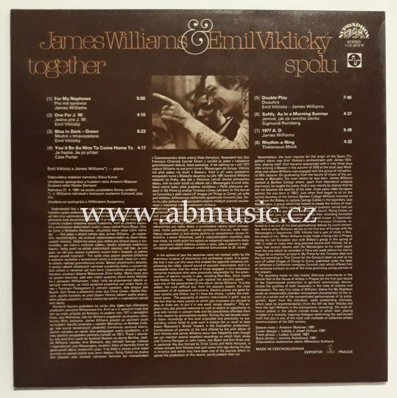 LP James Williams & Emil Viklický Together Spolu