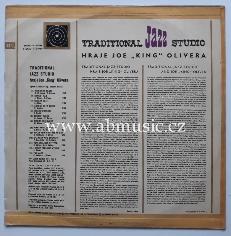 LP Traditional Jazz Studio hraje Joe King Olivera