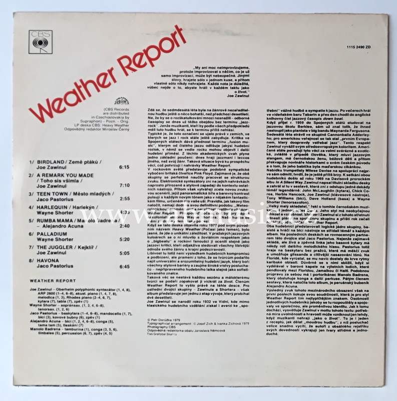 LP Weather Report ‎– Heavy Weather 1979