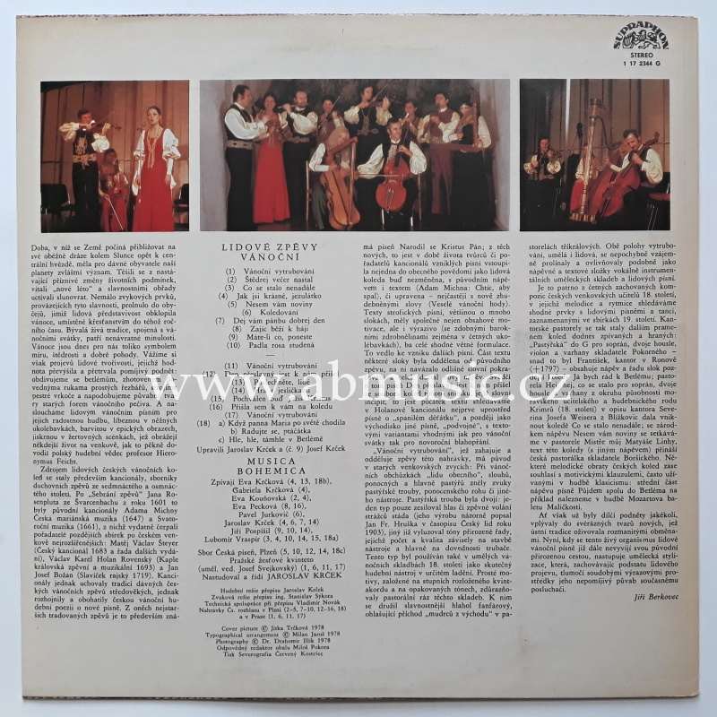 LP Lidové zpěvy vánoční - Musica Bohemica