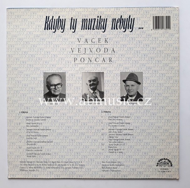 LP Kdyby ty muziky nebyly - Vacek, Vejvoda, Poncar 1993