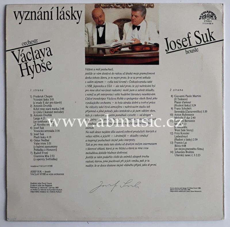 LP Vyznání lásky - Orchestr Václava Hybše , Josef Suk 