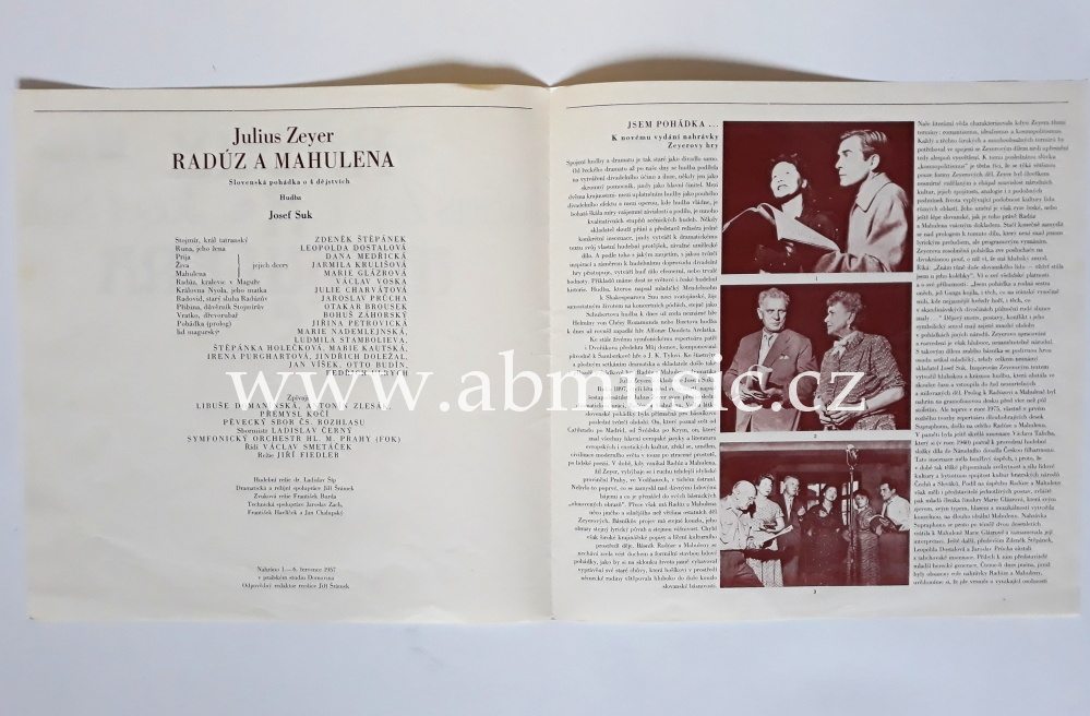 3 LP Radúz a Mahulena - Julius Zeyer , Josef Suk