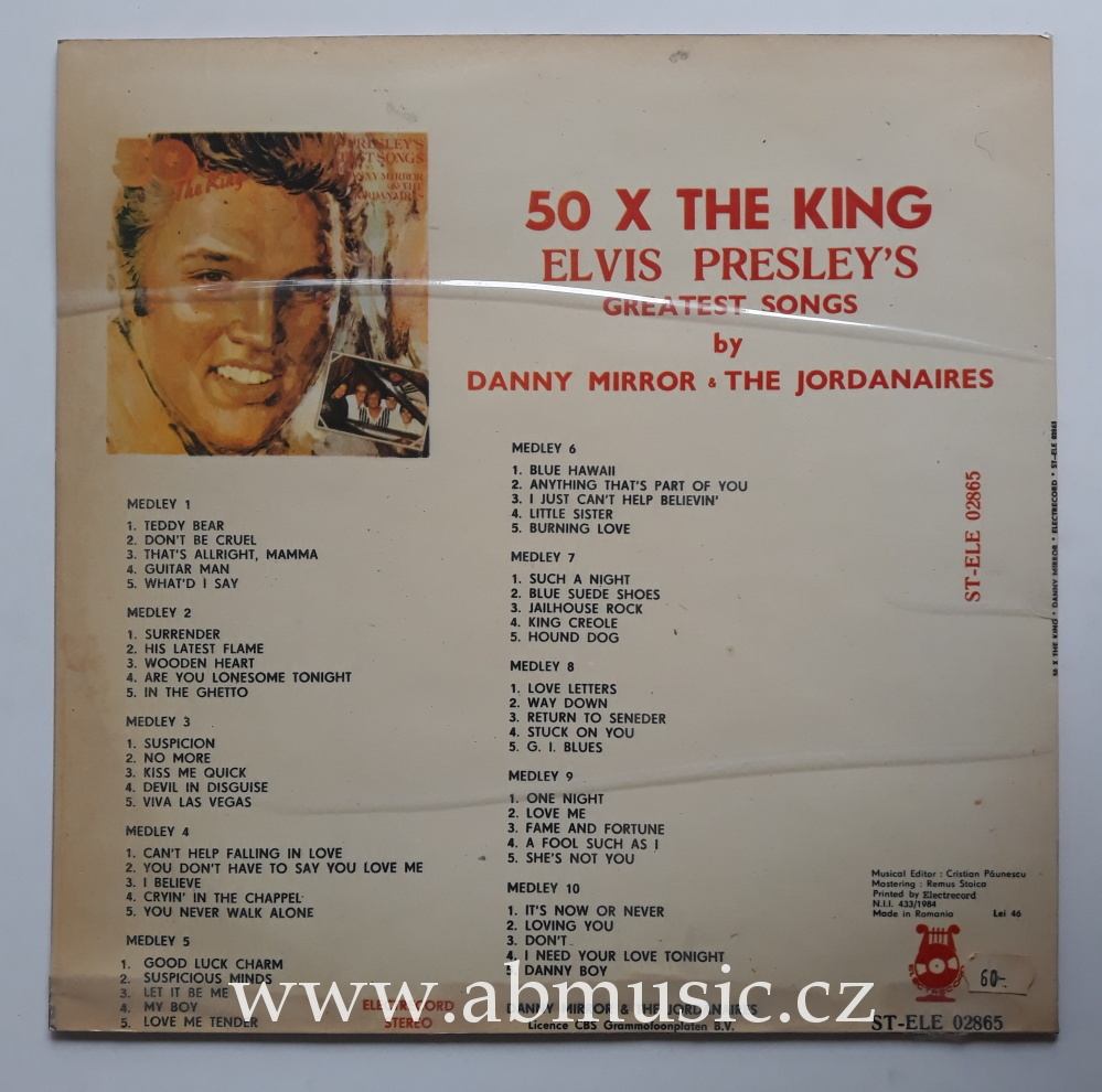 LP Danny Mirror & The Jordanaires - 50 x The King Elvis Presley´s