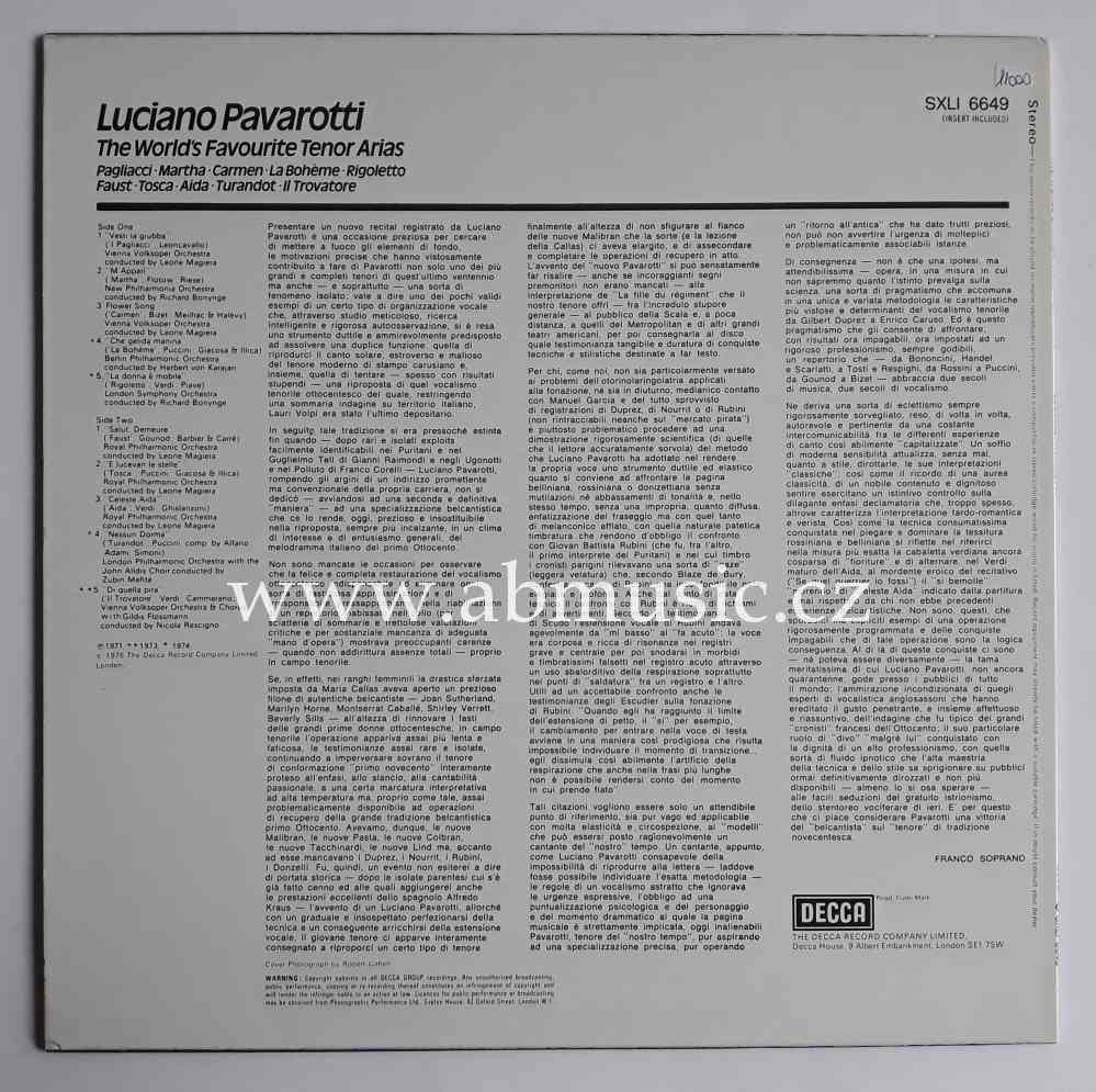 LP Luciano Pavarotti - The World´s Favourite Tenor Arias