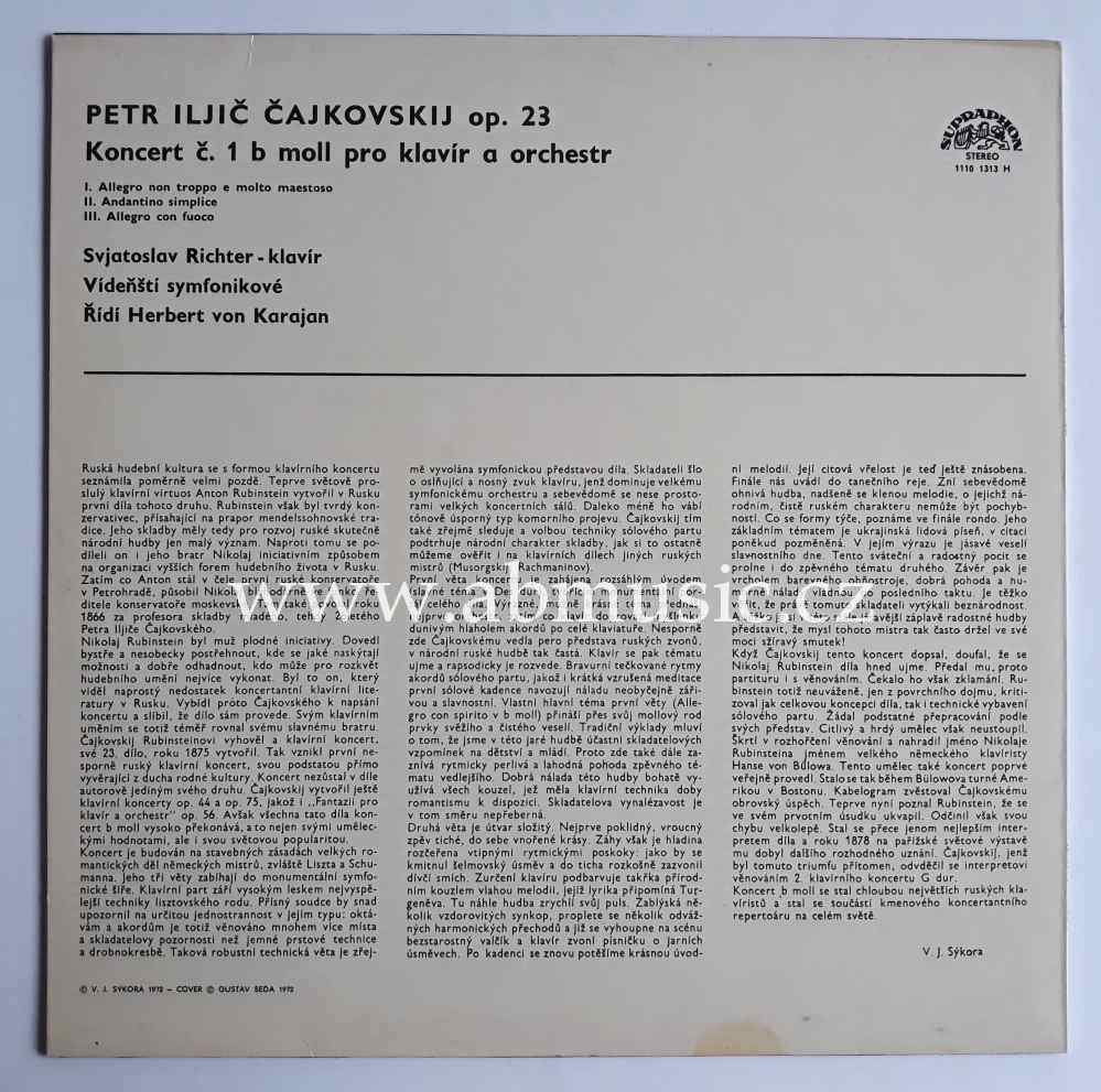 LP Čajkovskij - Koncert pro klavír a orchestr č.1 B moll op.23 Vinyl