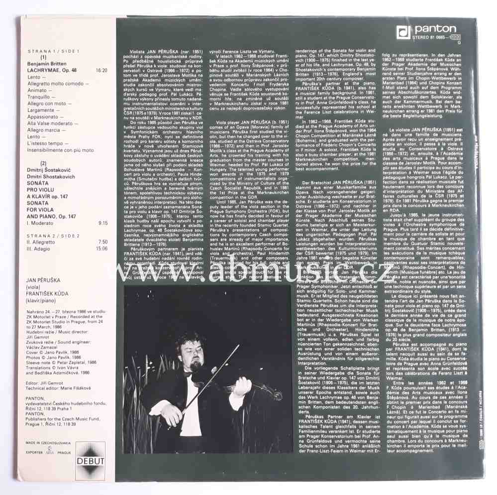 LP Jan Pěruška - Britten, Shostakovich