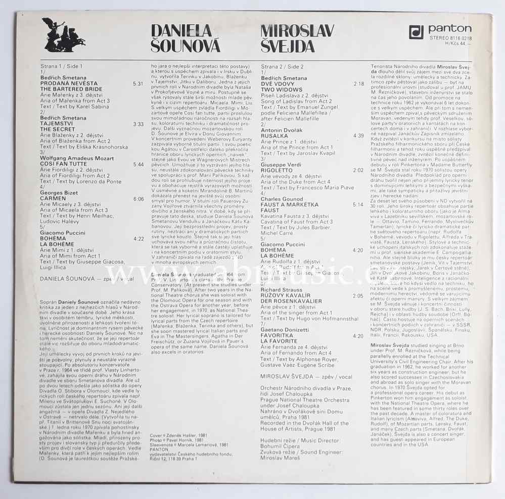 LP Daniela Šounová a Miroslav Švejda - Smetana, Mozart, Verdi a další