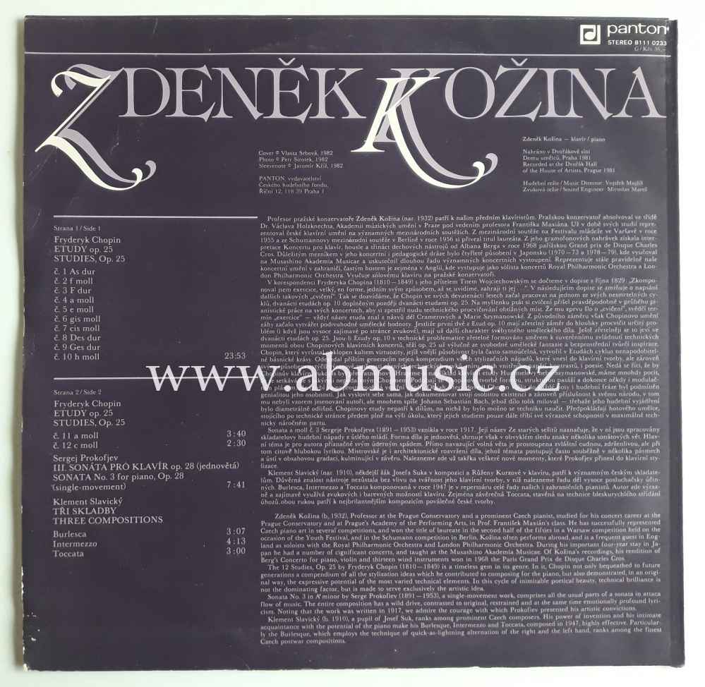 LP Zdeněk Kožina - Chopin , Prokofjev, Slavický