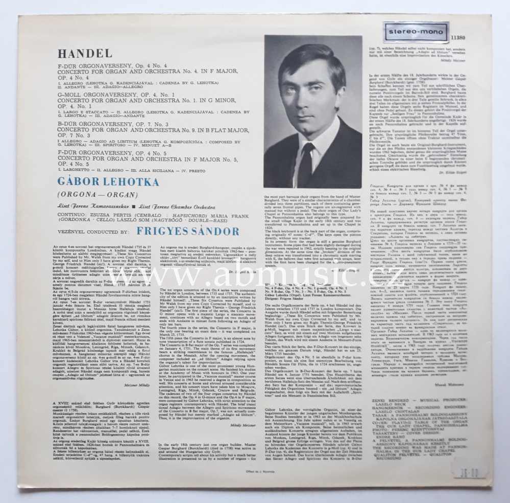 LP HANDEL Organ Concerti