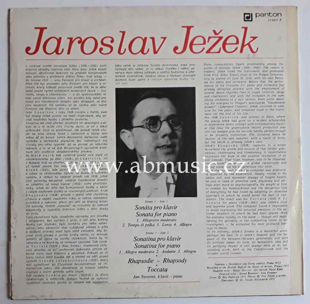 LP Jaroslav Ježek - Sonáta pro klavír
