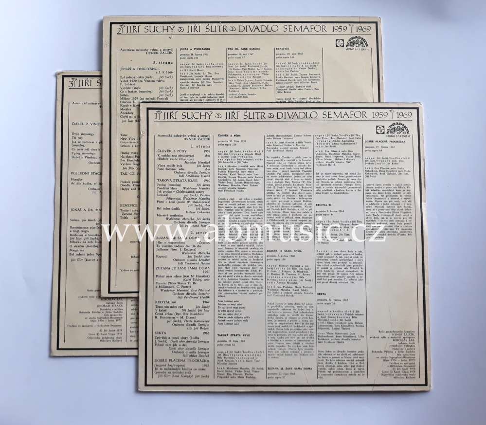 3 LP Divadlo SEMAFOR 1959-1969 - Jiří Suchý a Jiří Šlitr
