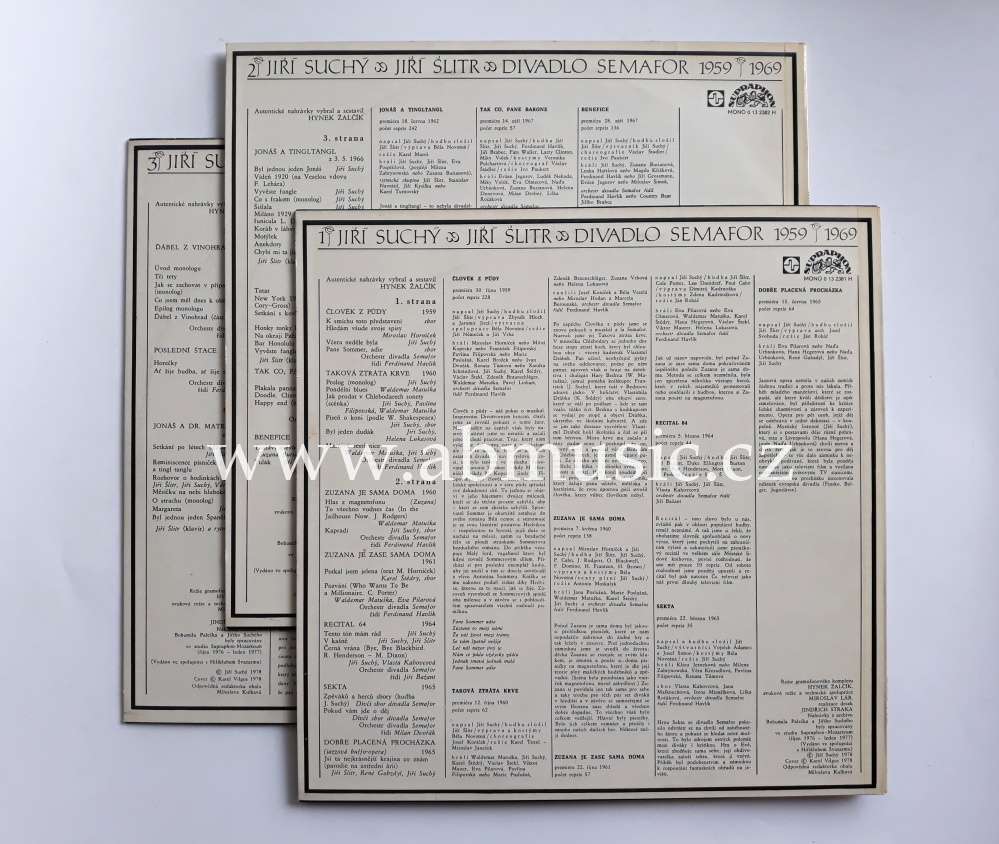 3 LP Divadlo SEMAFOR 1959 -1969 - Jiří Suchý a Jiří Šlitr , Vinyl