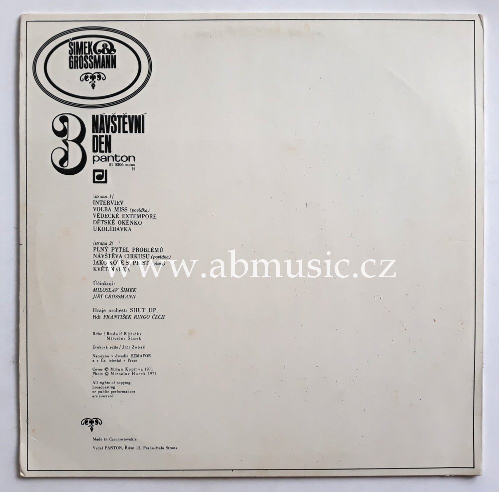 LP Šimek a Grossmann - Návštěvní den 3 Vinyl