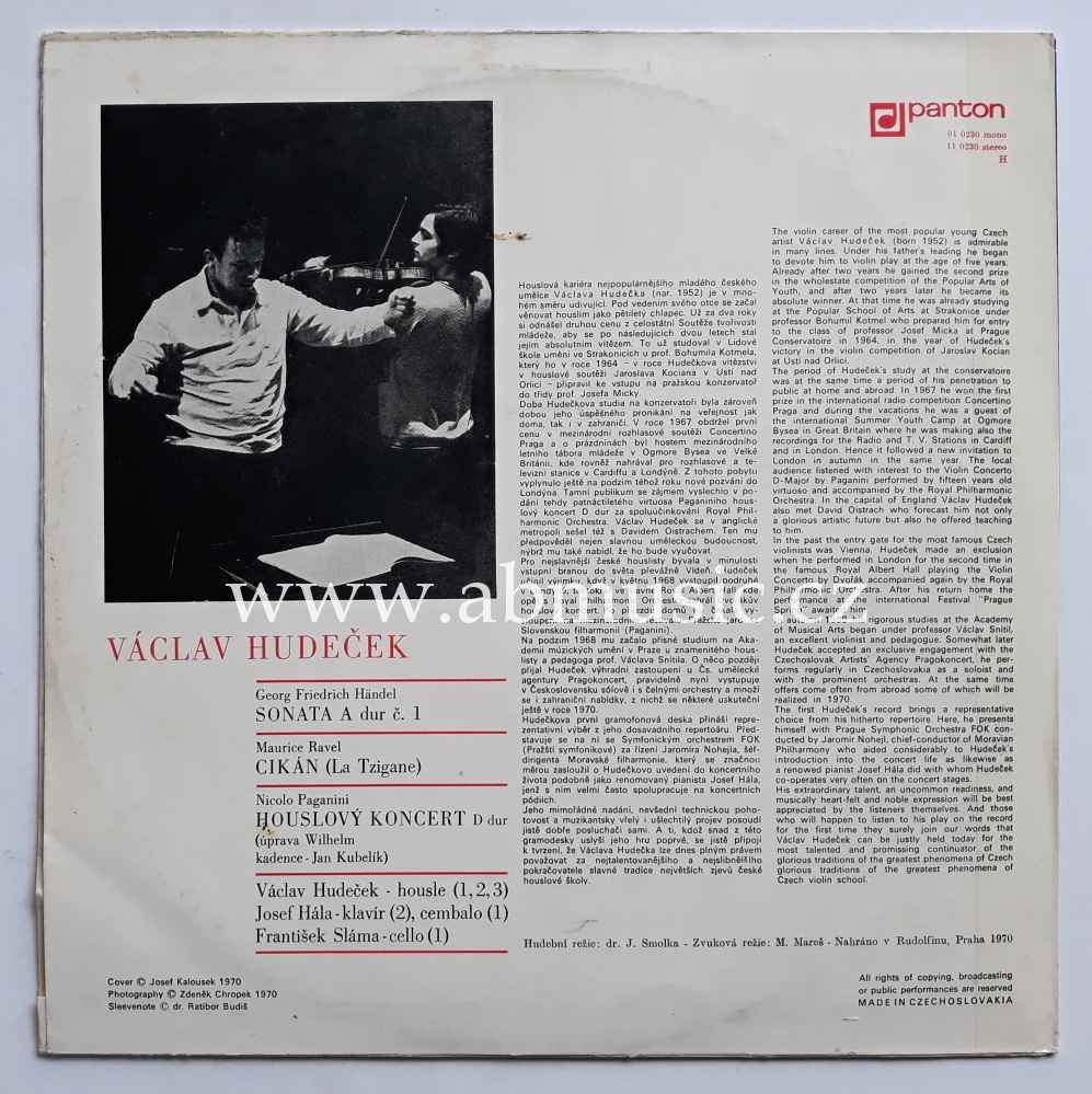 LP Václav Hudeček - Paganini , Ravel , Händel - LP deska / vinyl