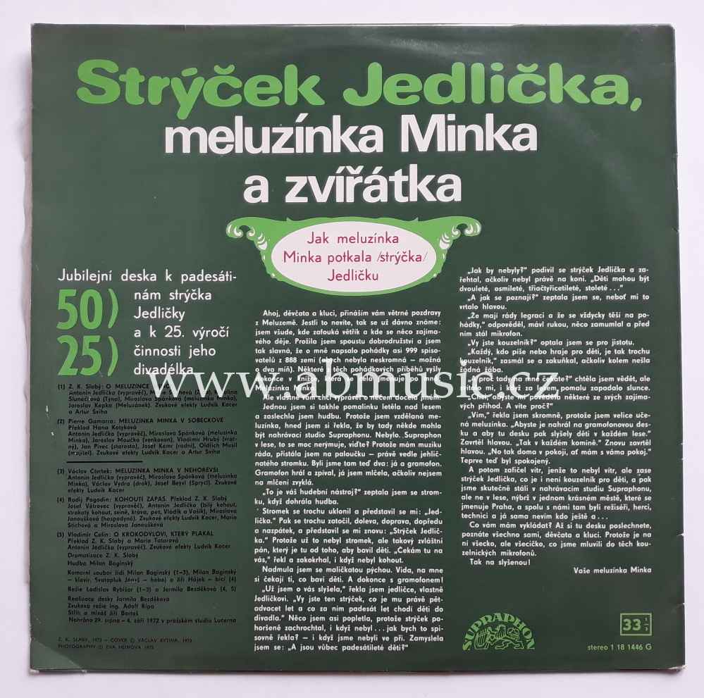LP Strýček Jedlička - Meluzínka Minka a zvířátka - Jak meluzínka Minka potkala / strýčka / Jedličku