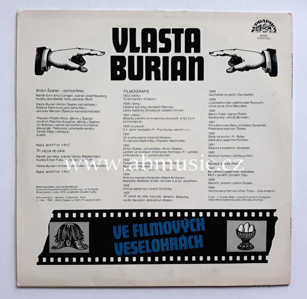 LP Vlasta Burian ve filmových veselohrách Vinyl / Lp deska