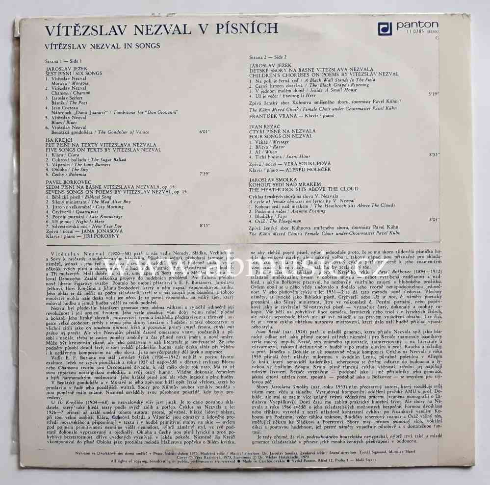 LP Vítězslav Nezval V Písních