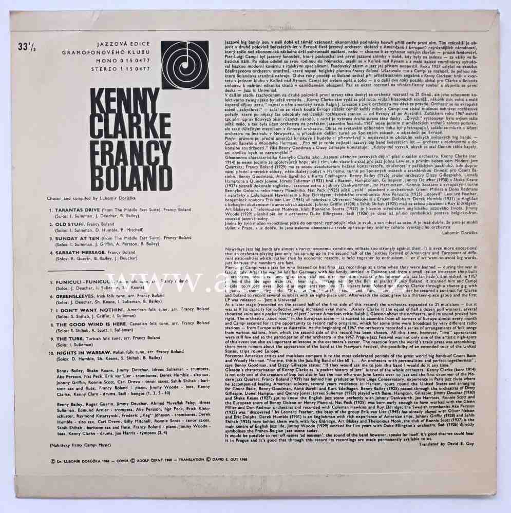 LP Kenny Clarke Francy Boland Jazzová edice Gramofonového klubu