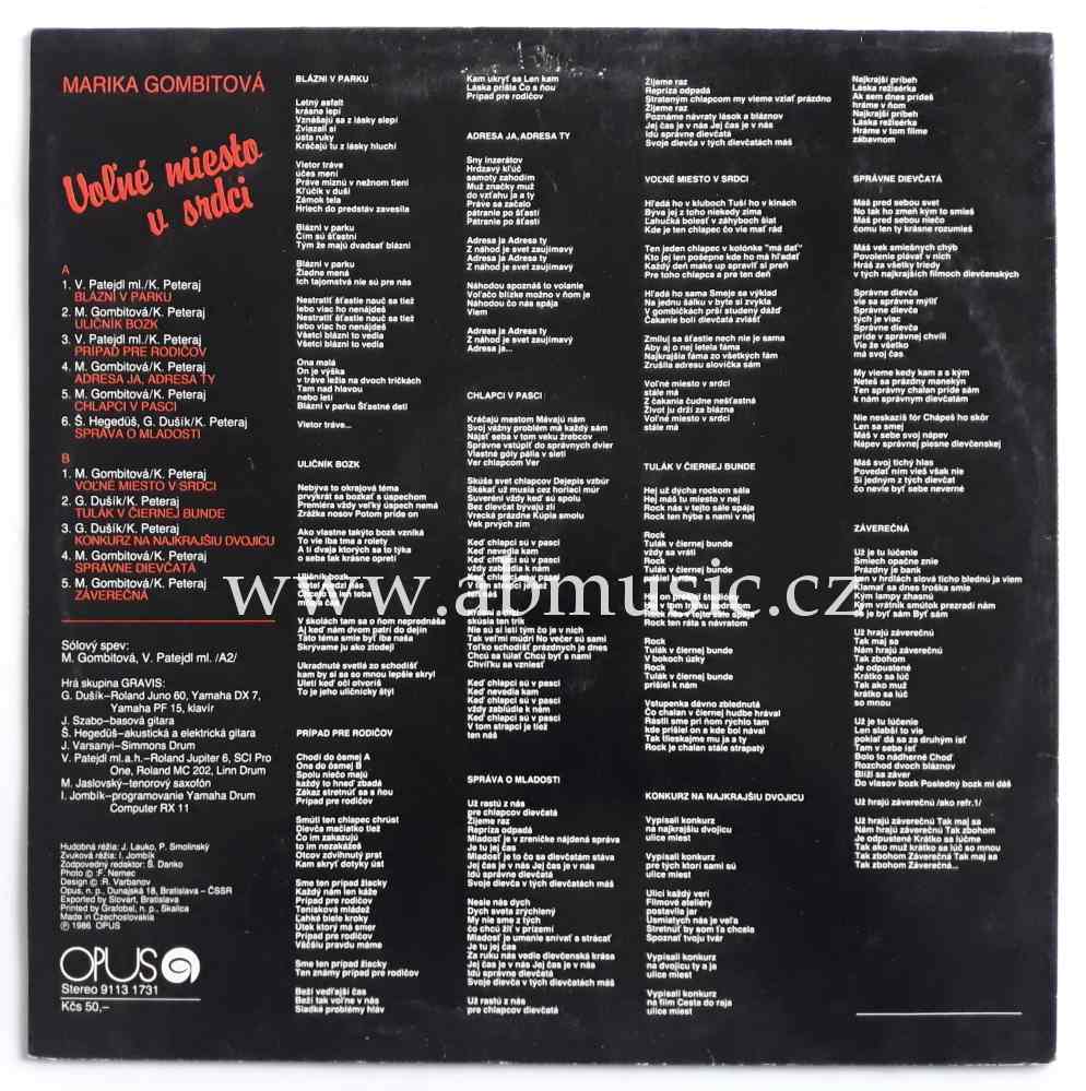 LP Marika Gombitová - Voľné miesto v srdci LP deska / Vinyl
