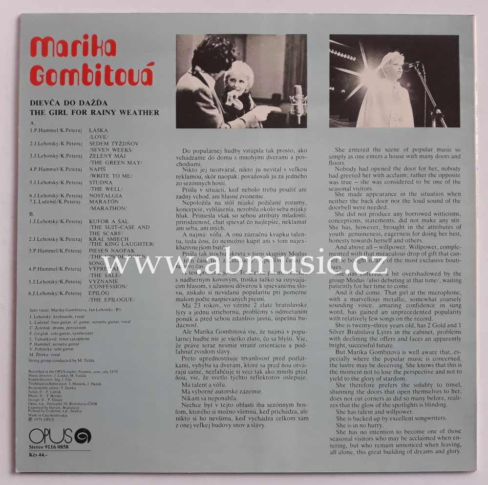 LP Marika Gombitová - DIEVČA DO DAŽĎA - Vinyl