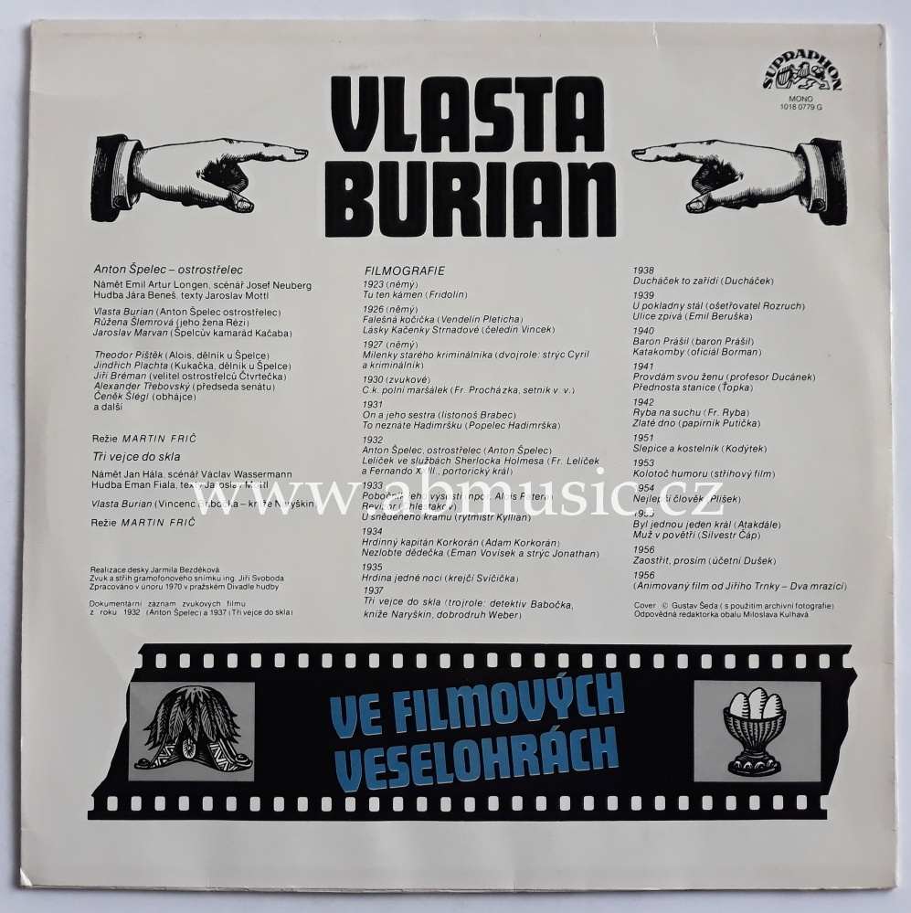LP Vlasta Burian ve filmových veselohrách Vinyl