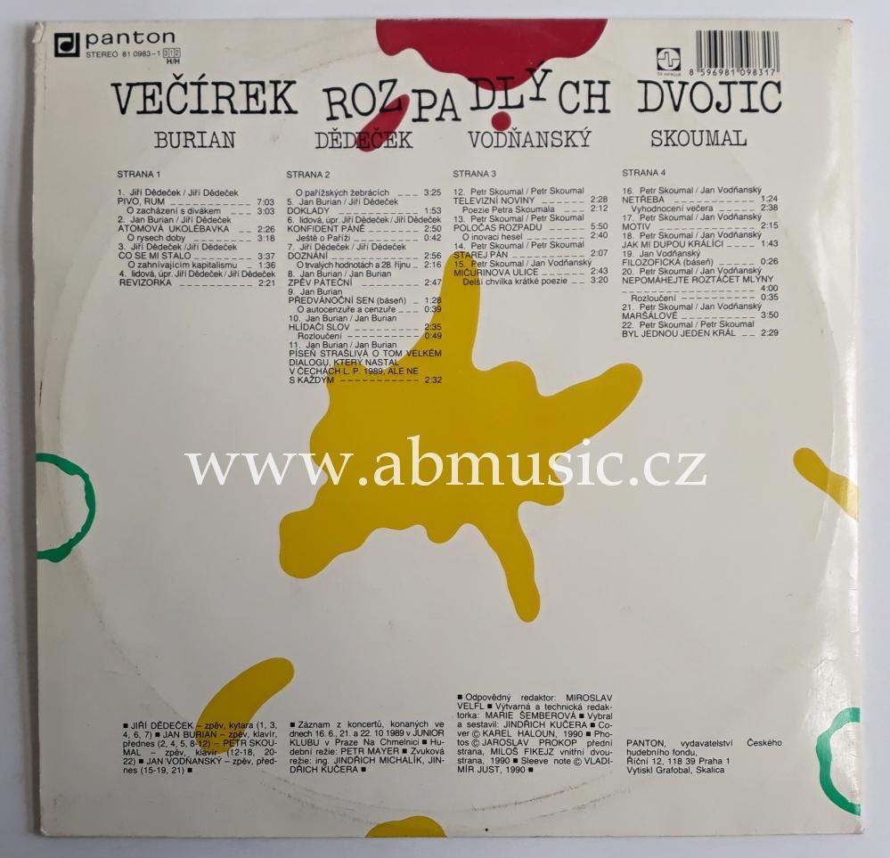 LP Dědeček Burian Skoumal Vodňanský - Večírek rozpadlých dvojic 1990
