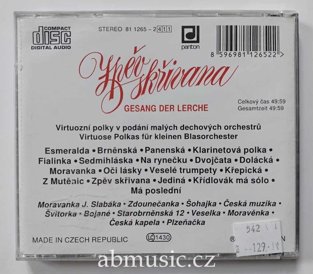 CD Zpěv skřivana - Gesang der lerche - Virtuózní polky
