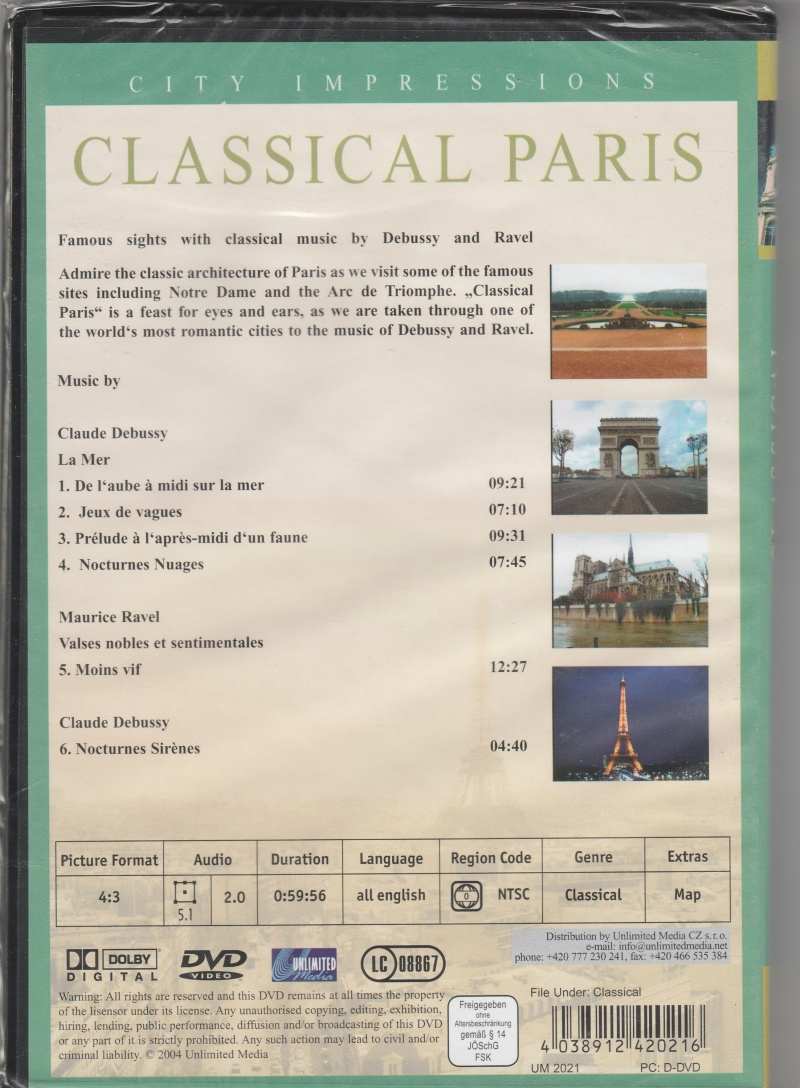 DVD City Impressions - Paris - Slavné památky - Claude Debussy
