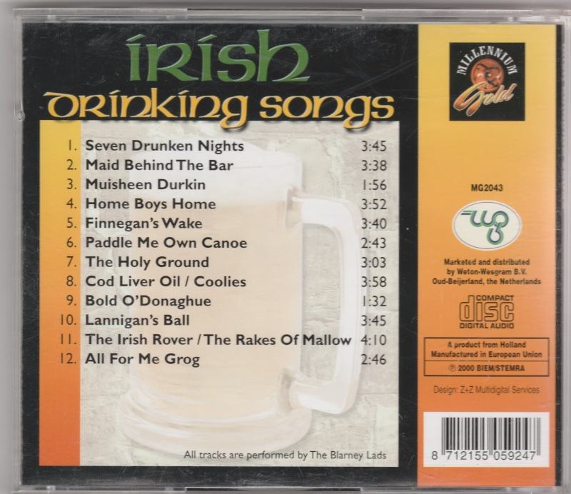 CD Irish Drinking Songs performed by Blarney Lads