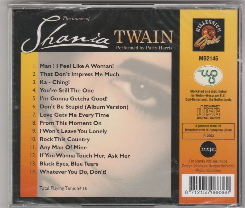 CD The Music Of Shania Twain performed by Patty Harris