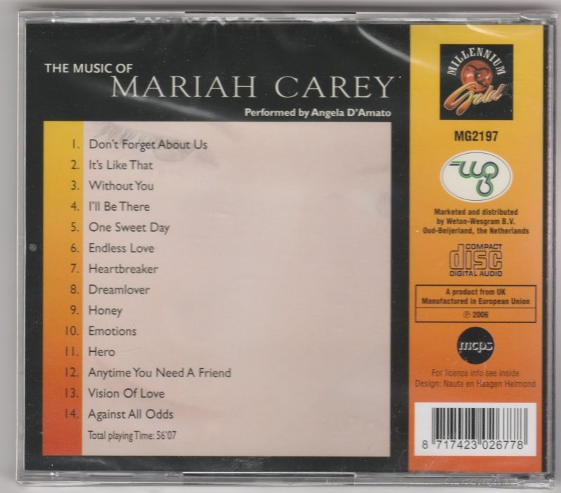CD The Music of Mariah Carey performed by Angela D´Amato